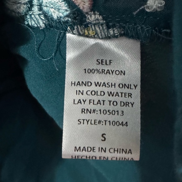 Savanna Jane Teal Floral Embroidered Blouse - Picture 3 of 5